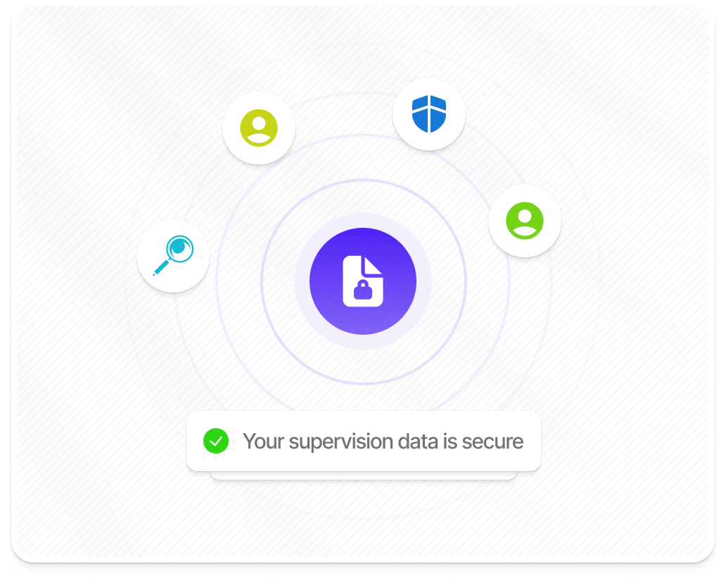 Security illustration with concentric circles and lock icon