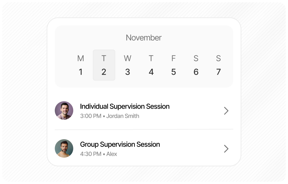 Calendar interface with session management